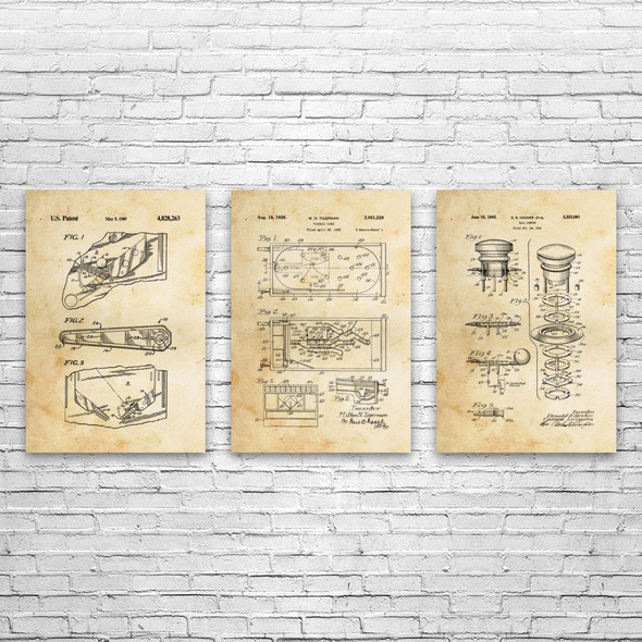 Pinball Patent Wall Art Set of 3