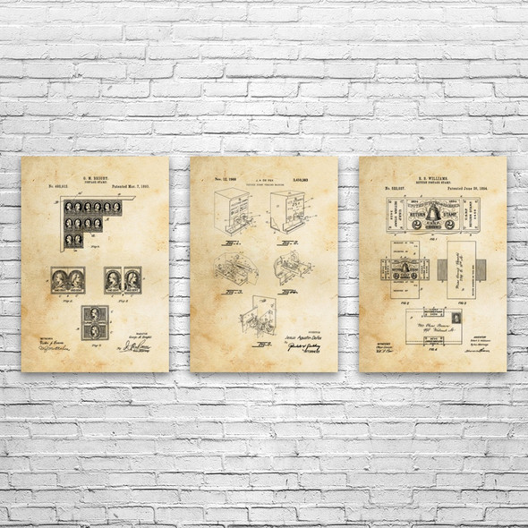 Postal Patent Wall Art Set of 3 Postal Patent Wall Art Set of 3