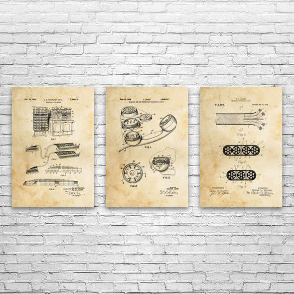 Telecom Patent Wall Art Set of 3