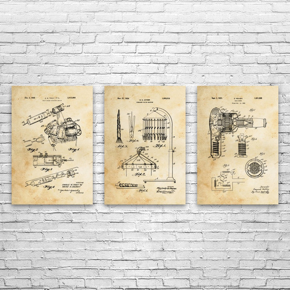Beauty Shop Patent Wall Art Set of 3 Beauty Shop Patent Wall Art Set of 3