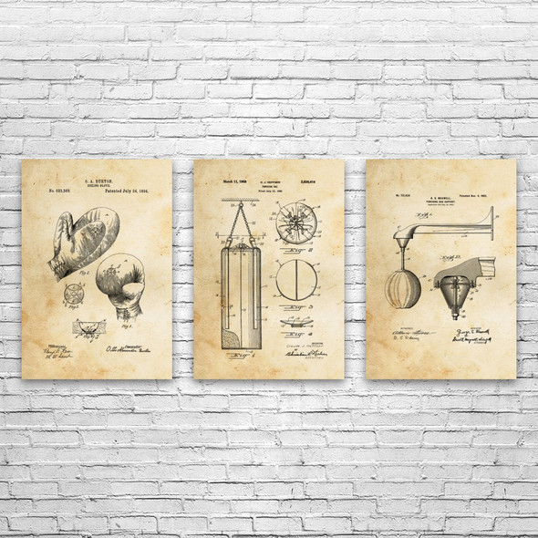 Boxing Patent Wall Art Set of 3 Boxing Patent Wall Art Set of 3