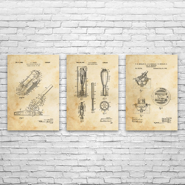 Artillery Patent Wall Art Set of 3