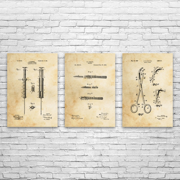 Surgery Patent Wall Art Set of 3