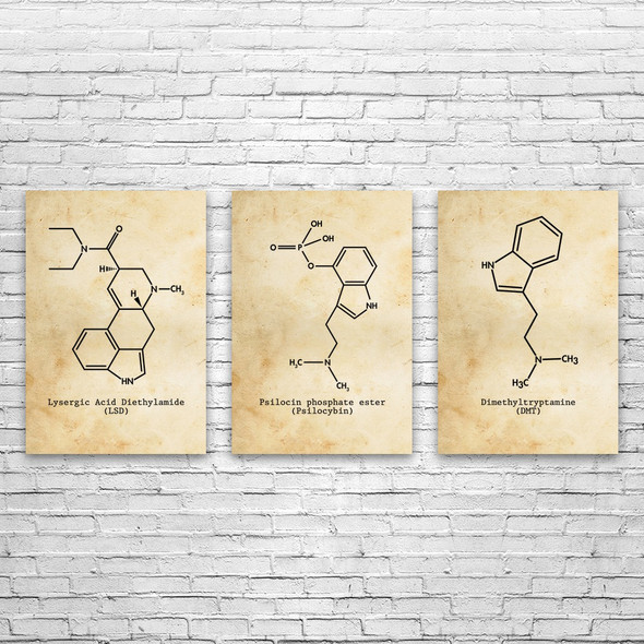 Psychedelic Molecule Wall Art Set of 3