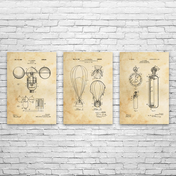 Meteorology Patent Wall Art Set of 3 Meteorology Patent Wall Art Set of 3
