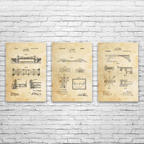 Bridge Patent Wall Art Set of 3
