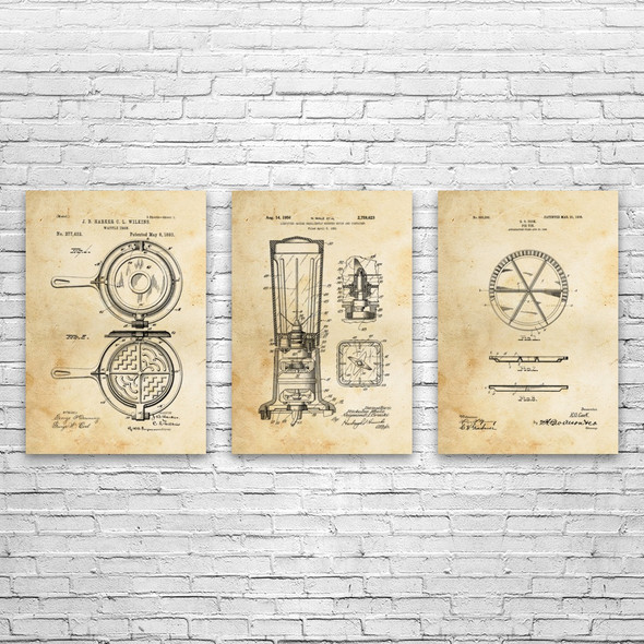 Kitchen Patent Wall Art Set of 3