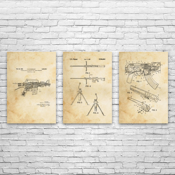 Combat Rifle Patent Wall Art Set of 3