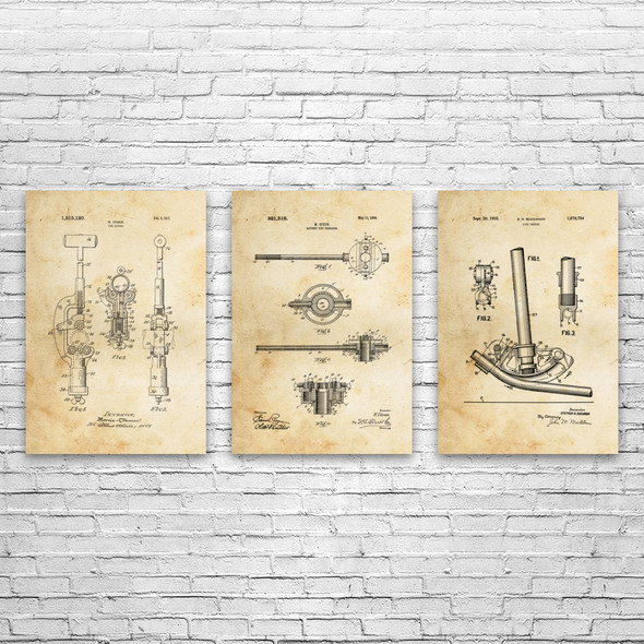 Pipefitting Patent Wall Art Set of 3 Pipefitting Patent Wall Art Set of 3
