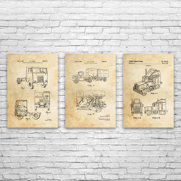 Trucking Patent Wall Art Set of 3