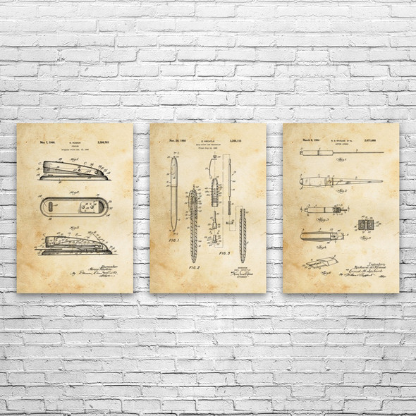 Office Patent Wall Art Set of 3 Office Patent Wall Art Set of 3