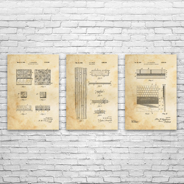 Flooring Patent Wall Art Set of 3