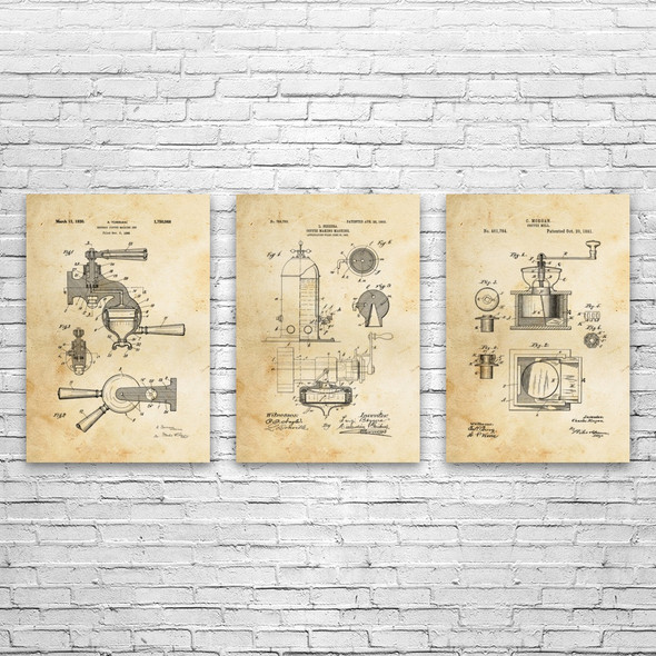 Espresso Patent Wall Art Set of 3