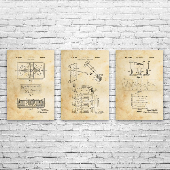 Seismometer Patent Wall Art Set of 3