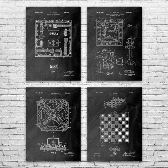 Board Game Patent Wall Art Set of 4