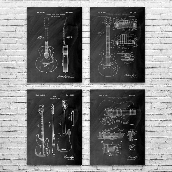 Guitar Patent Wall Art Set of 4
