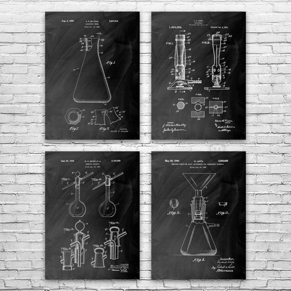 Chemistry Patent Wall Art Set of 4