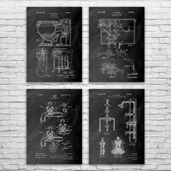Plumbing Patent Wall Art Set of 4