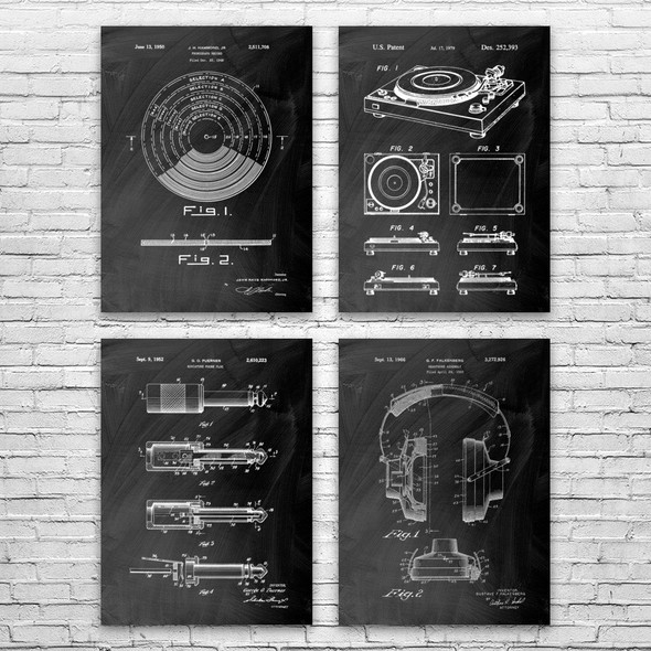 DJ Equipment Patent Wall Art Set of 4