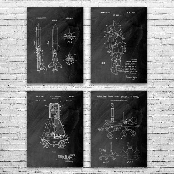 NASA Space Patent Wall Art Set of 4