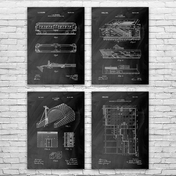 Subway Patent Wall Art Set of 4