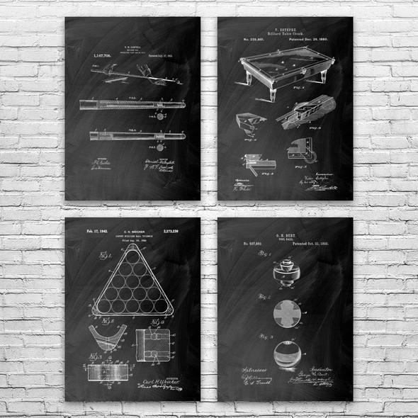 Pool Patent Wall Art Set of 4