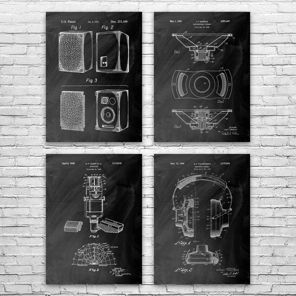 Recording Studio Patent Wall Art Set of 4