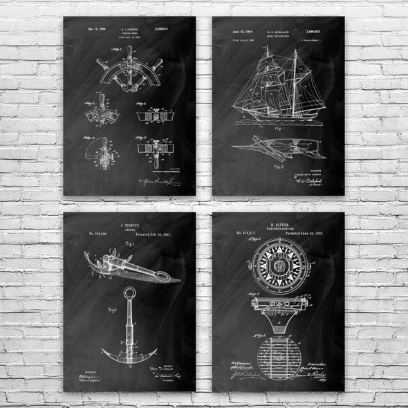 Nautical Patent Wall Art Set of 4