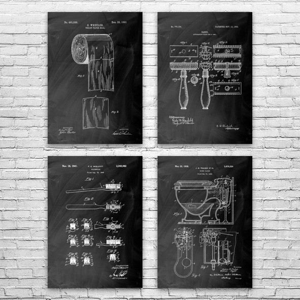 Bathroom Patent Wall Art Set of 4