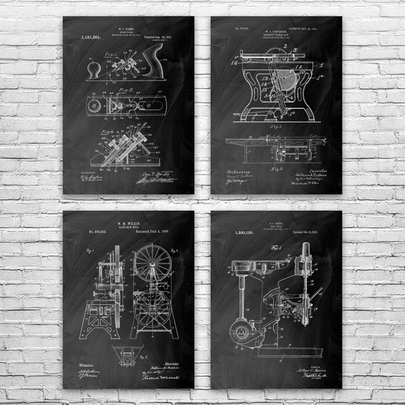 Woodworking Patent Wall Art Set of 4
