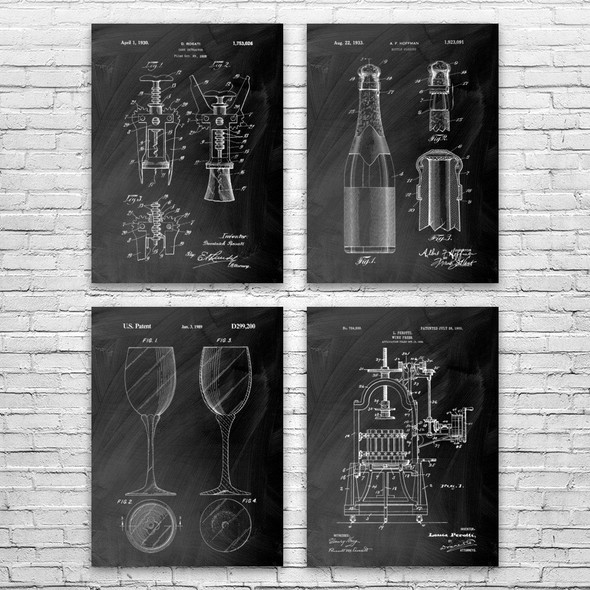 Wine Patent Wall Art Set of 4