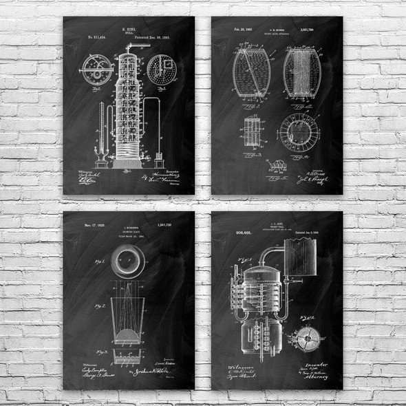 Whiskey Patent Wall Art Set of 4