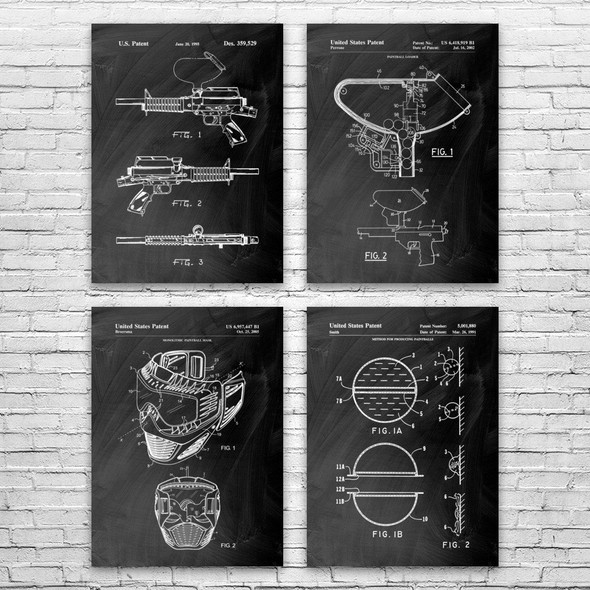 Paintball Patent Wall Art Set of 4