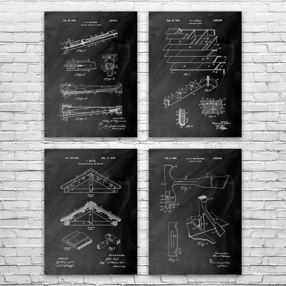 Roofing Patent Wall Art Set of 4 Roofing Patent Wall Art Set of 4