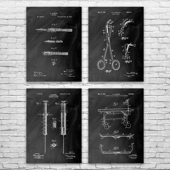 Surgery Patent Wall Art Set of 4 Surgery Patent Wall Art Set of 4