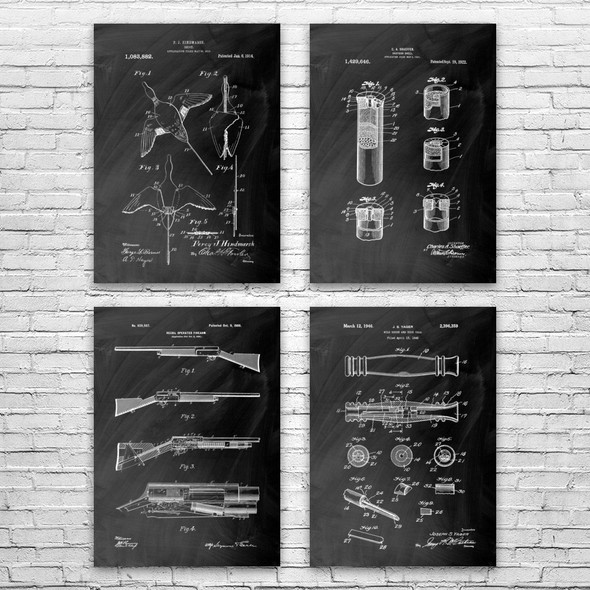 Duck Hunting Patent Wall Art Set of 4 Duck Hunting Patent Wall Art Set of 4