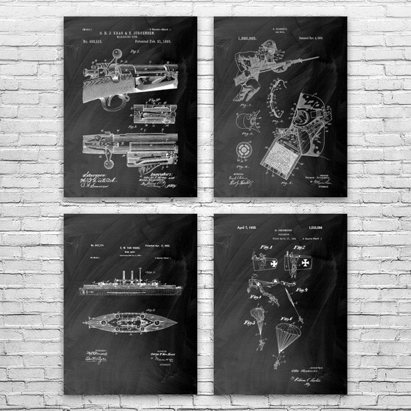 WW1 Patent Wall Art Set of 4