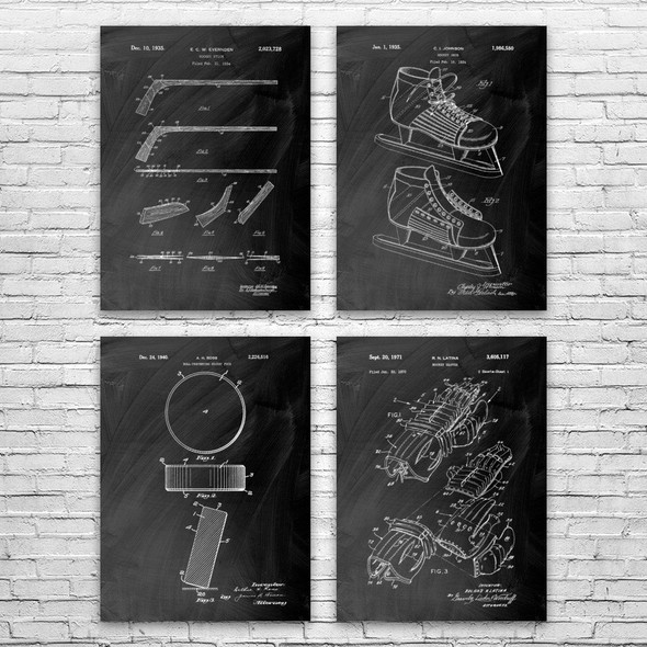 Hockey Patent Wall Art Set of 4
