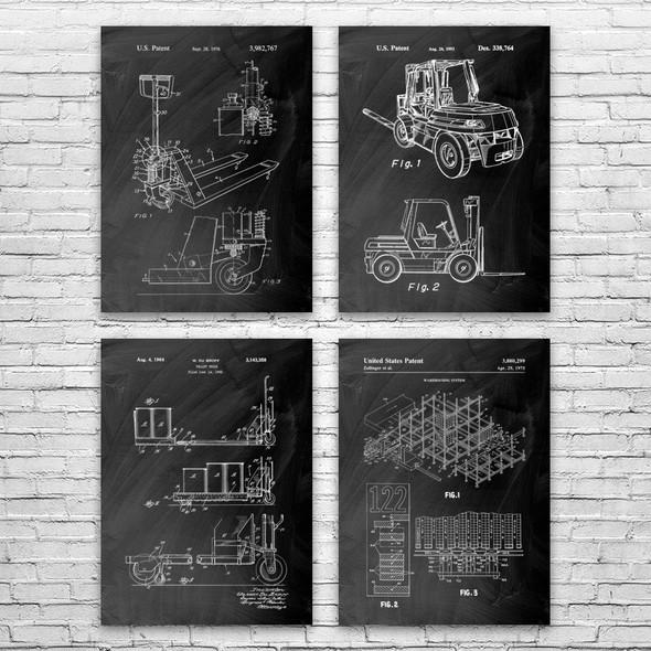 Warehouse Patent Wall Art Set of 4