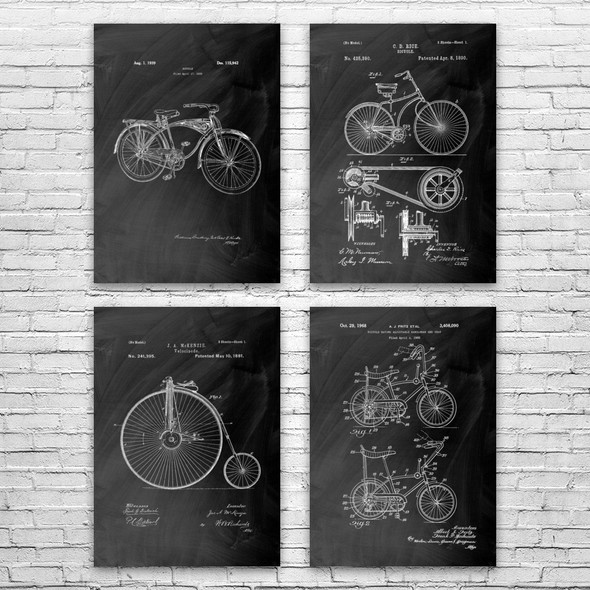 Bicycle Patent Wall Art Set of 4