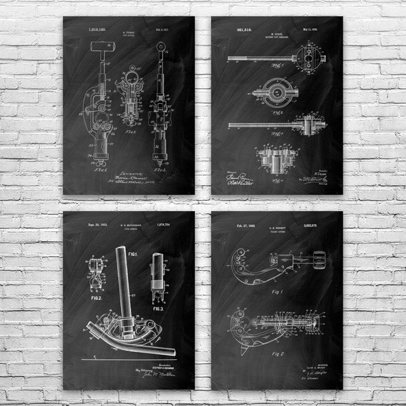 Pipefitting Patent Wall Art Set of 4 Pipefitting Patent Wall Art Set of 4