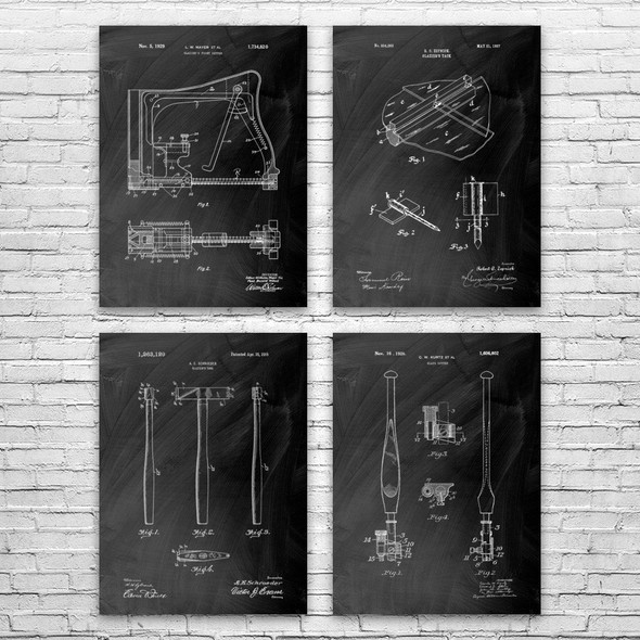 Glass Working Patent Wall Art Set of 4 Glass Working Patent Wall Art Set of 4