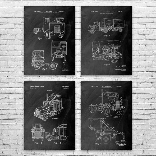 Trucking Patent Wall Art Set of 4