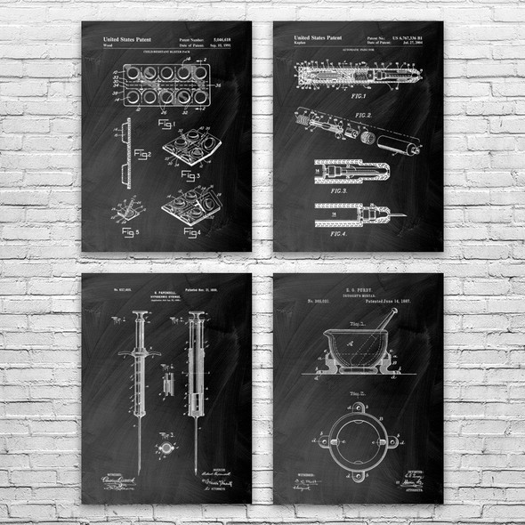 Pharmacy Patent Wall Art Set of 4