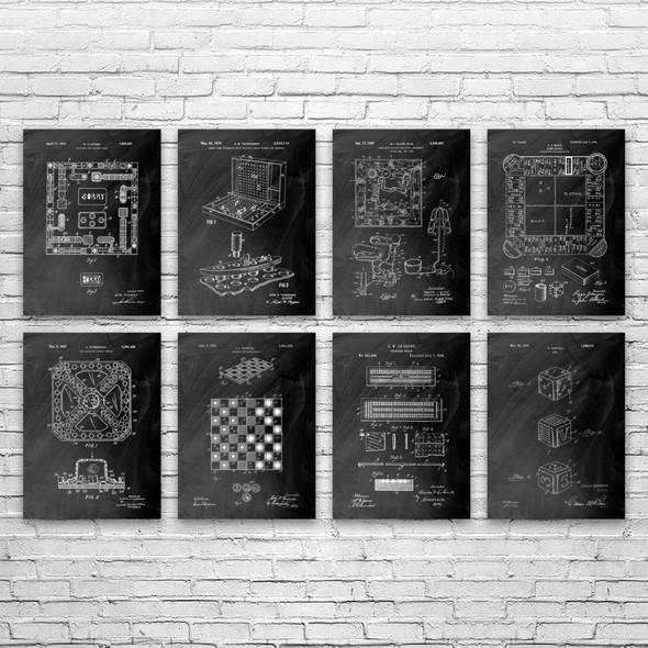 Board Game Patent Wall Art Set of 8