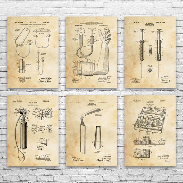 Medical Patent Wall Art Set of 6 Medical Patent Wall Art Set of 6