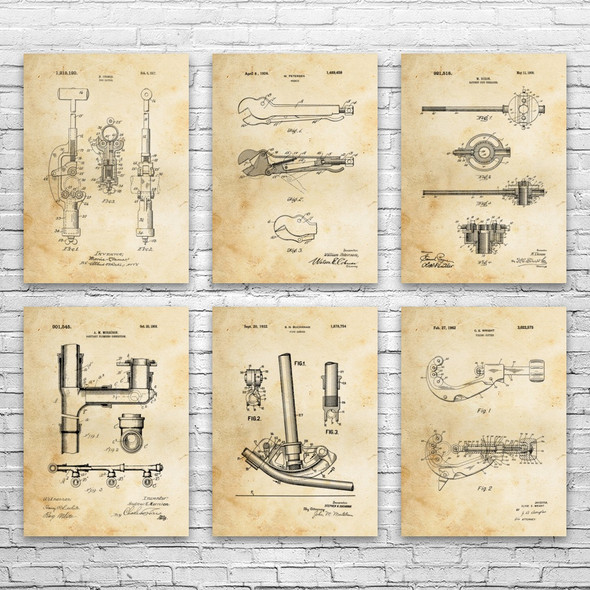 Pipefitting Patent Wall Art Set of 6