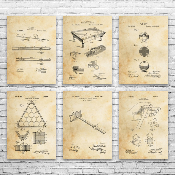 Pool Patent Wall Art Set of 6