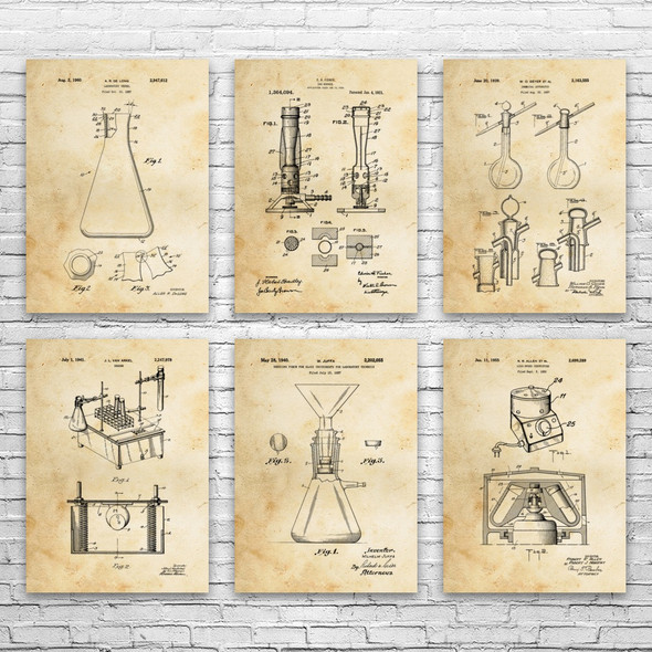 Chemistry Patent Wall Art Set of 6