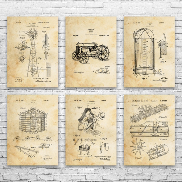 Farming Patent Wall Art Set of 6